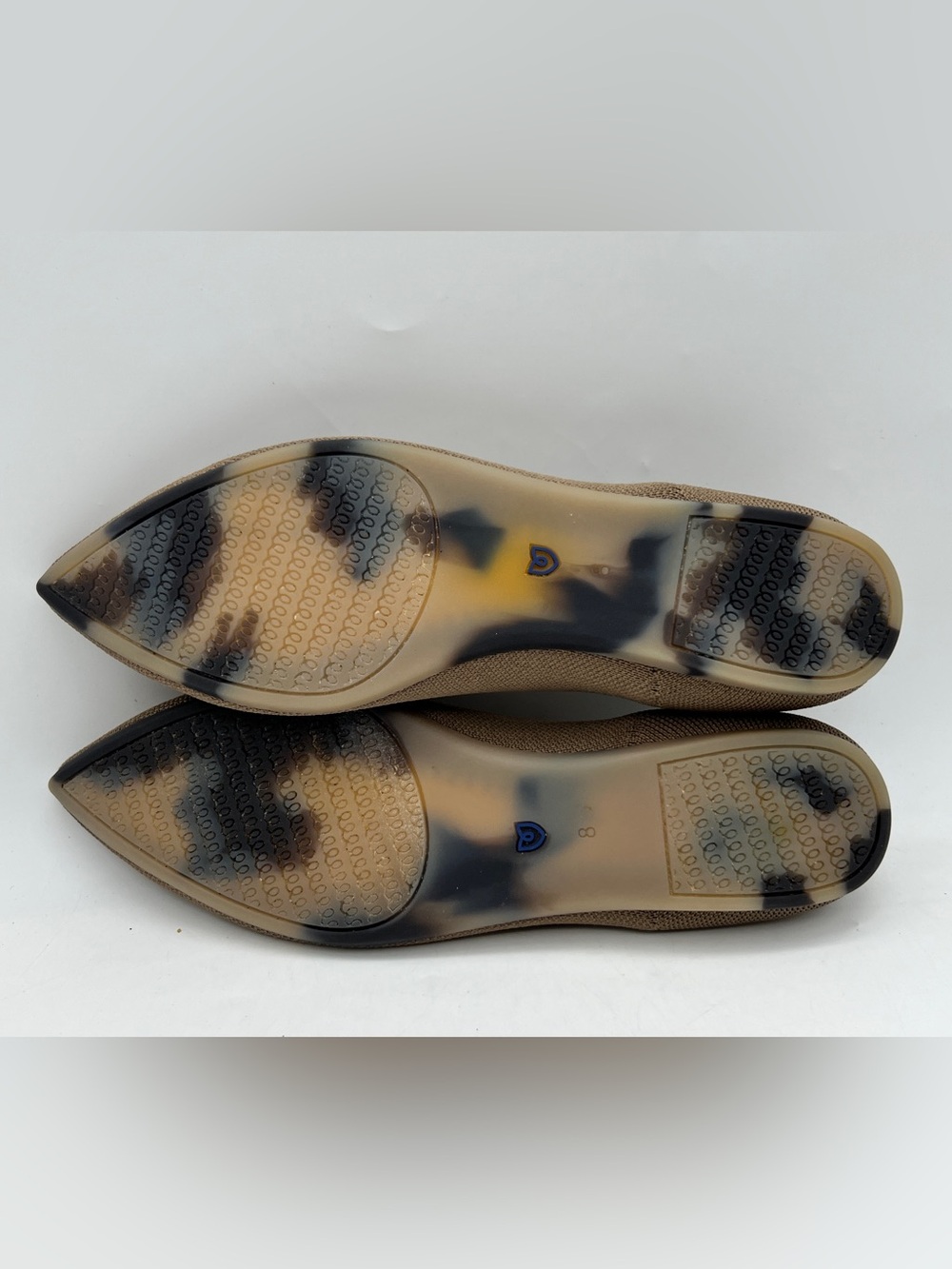 Rothy's Taupe Pointed-Toe Flats with Blue Trim - Picture 11 of 12